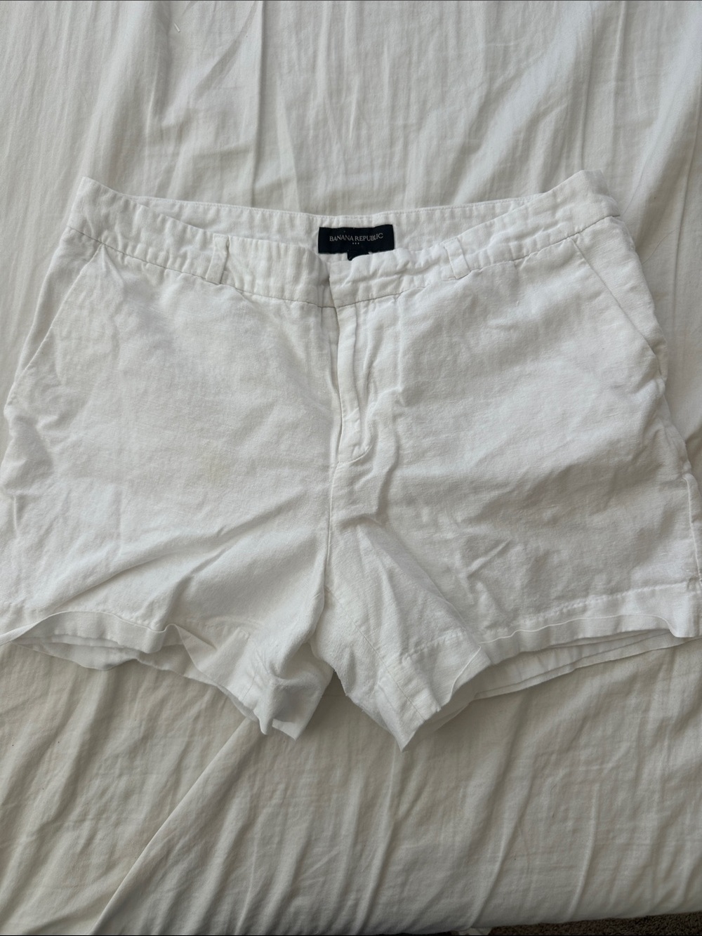 Banana Republic White High-Waist Linen-Blend Women's Shorts